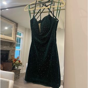 La Femme Size 2 Hunter Green w Swarovski Crystals